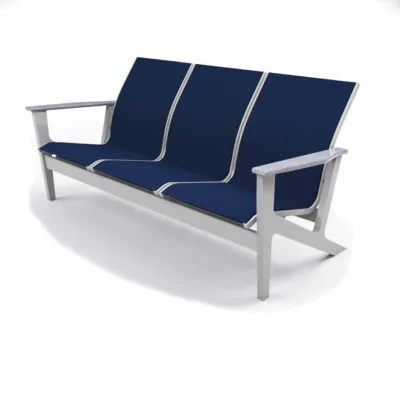 Wexler Sling Chat Height Three-Seat Sofa w/ Rustic Arms