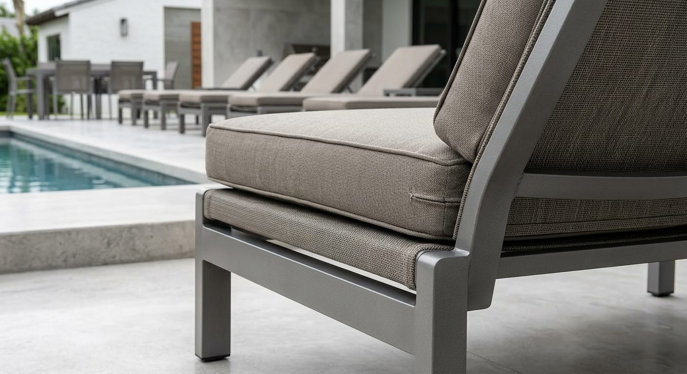 Commercial Patio Furniture on an expansive pool deck at a Florida hotel resort