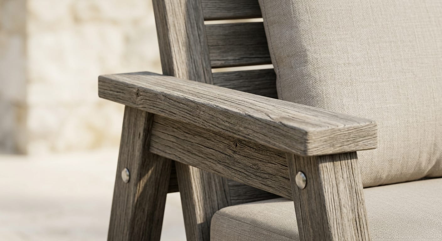 Cozy coastal-style Eco-Wood Patio Furniture loungers on a South Florida patio