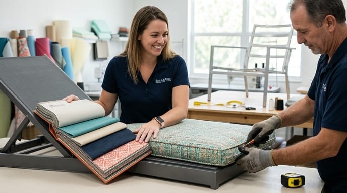 Close-up of a weather-resistant custom cushion design fabric