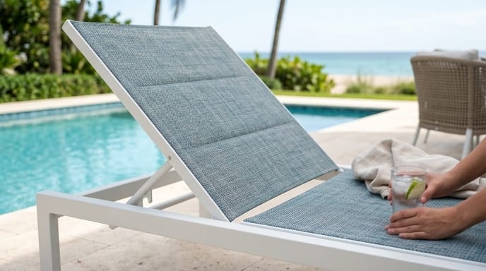 Close-up of durable patio sling benefits fabric texture