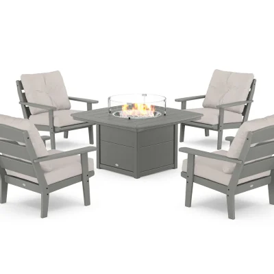 Lakeside 5-Piece Deep Seating Set with Nautical Fire Pit Table