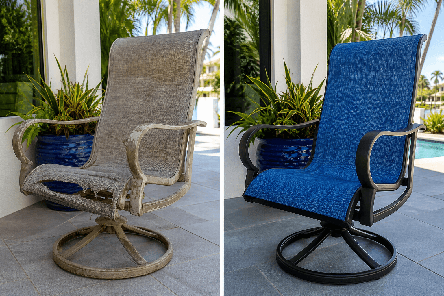 Patio Chair Reslinging Before After
