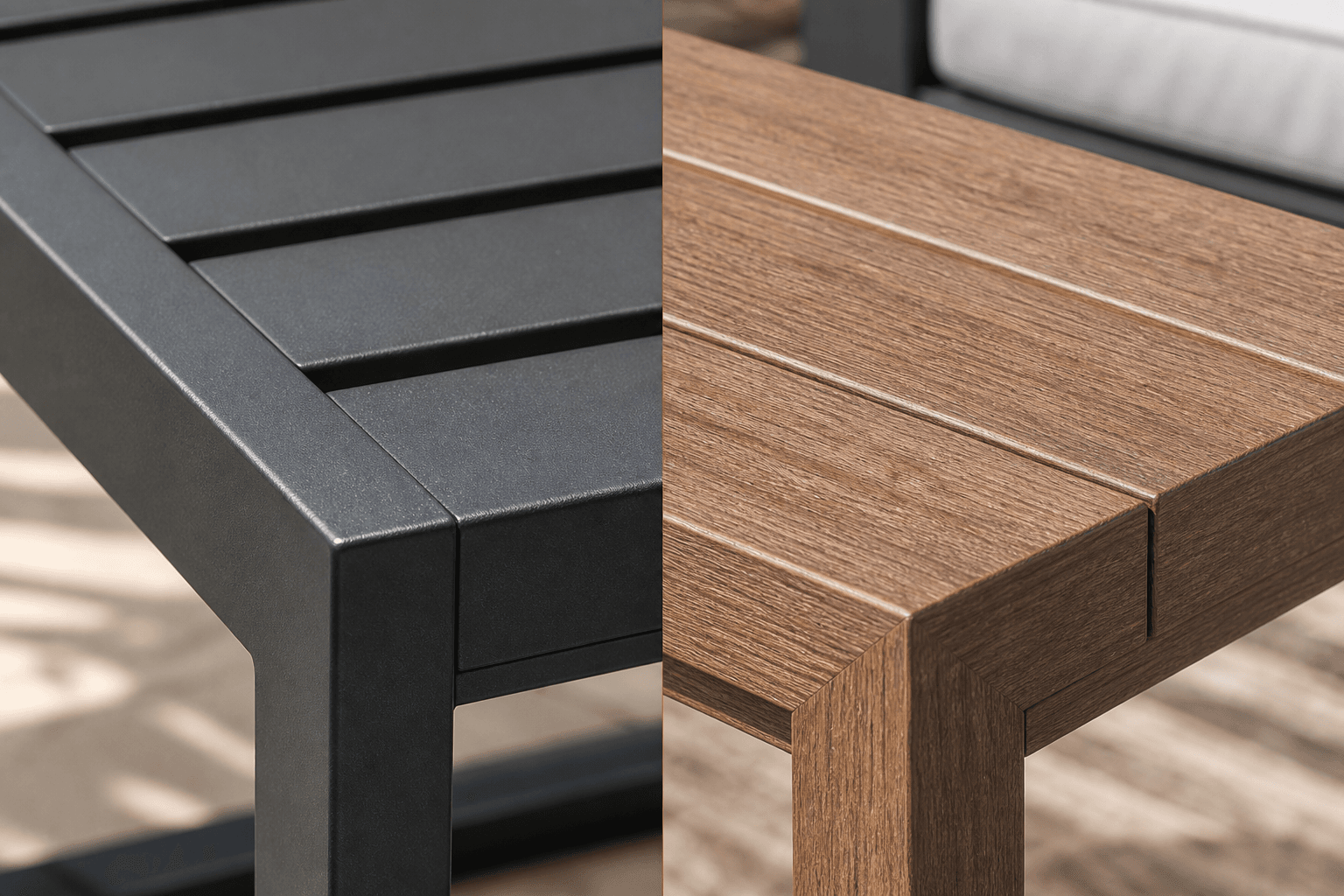 Aluminum vs Eco-Wood Furniture close-up comparison