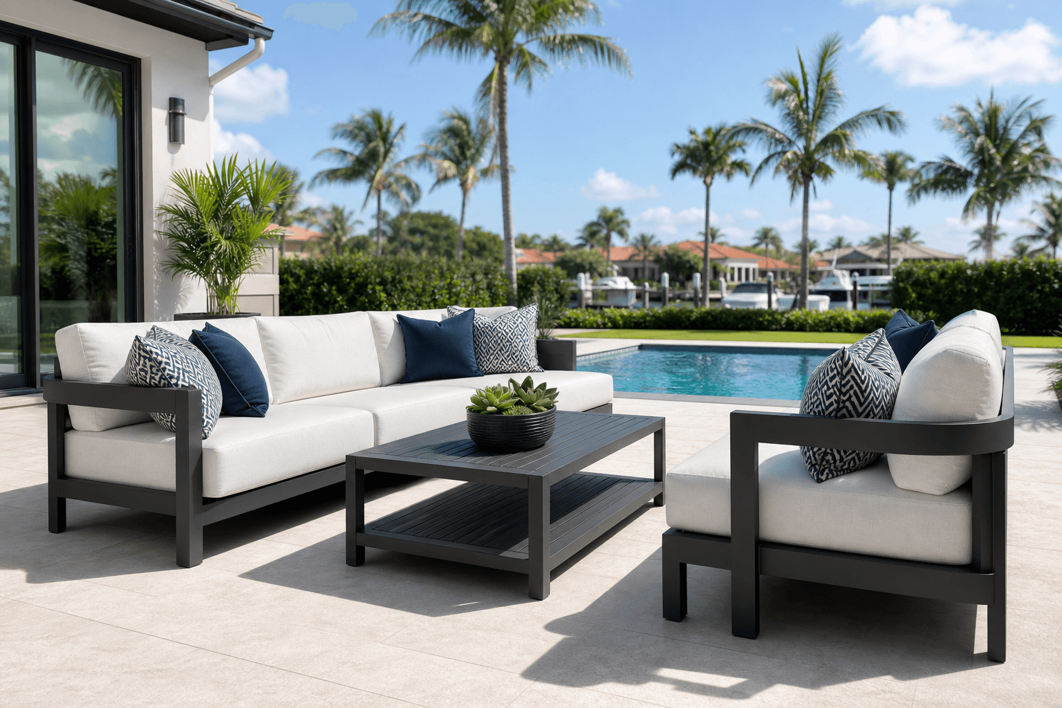 Outdoor Couches Florida: 6 Brilliant Styles for Ultimate... 4 Family relaxing on durable Outdoor Couches Florida on a sunny patio