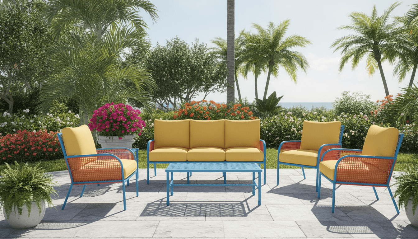 Beautifully restored patio furniture with powder coating in a Florida setting