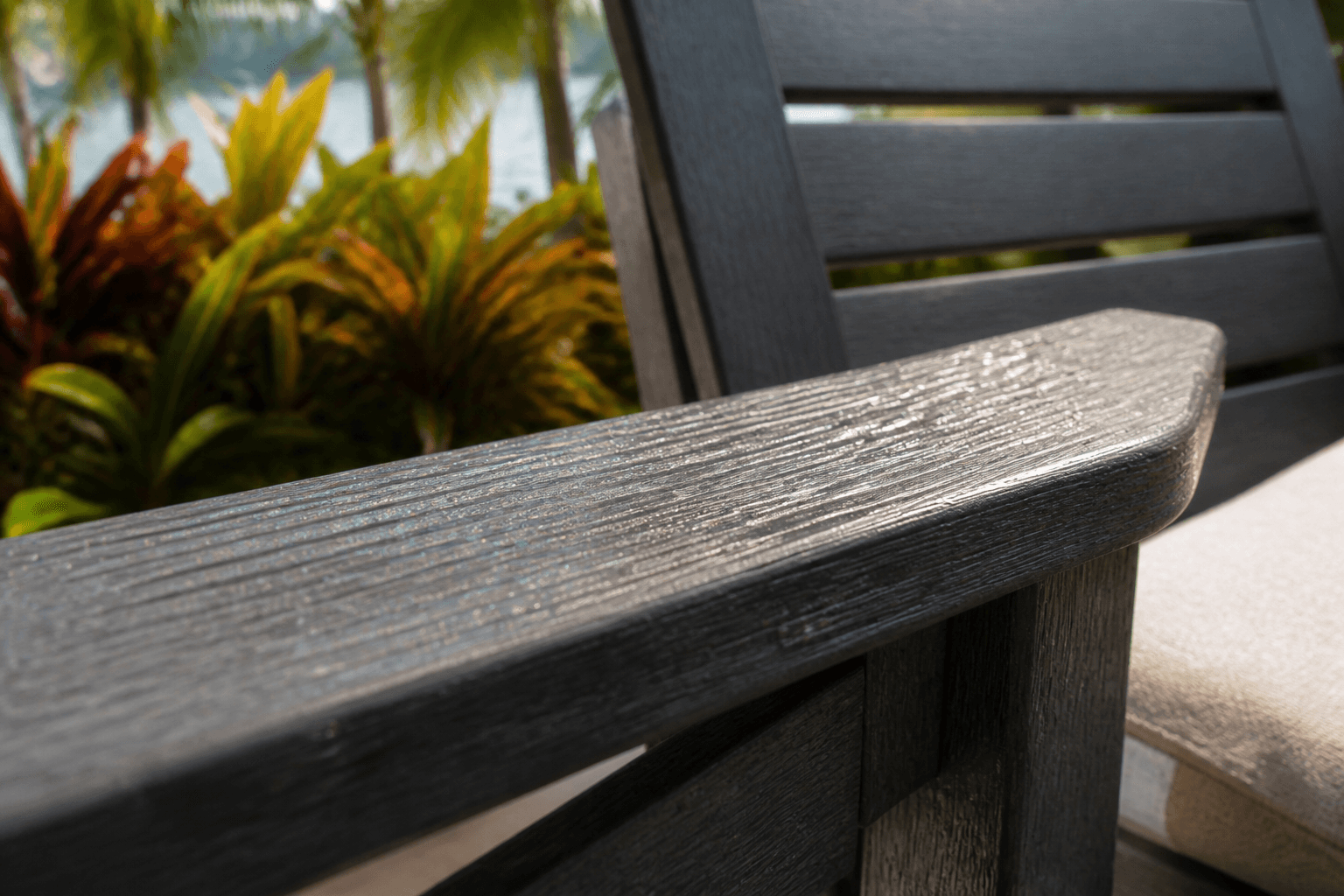 Close-up of Eco-Wood Outdoor Seating material showing texture and durability