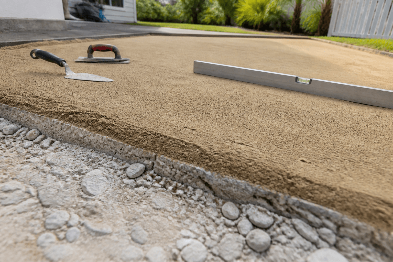 South Florida Patio Preparation: A finished, weather-resilient patio with outdoor furniture, ready for hurricane season
