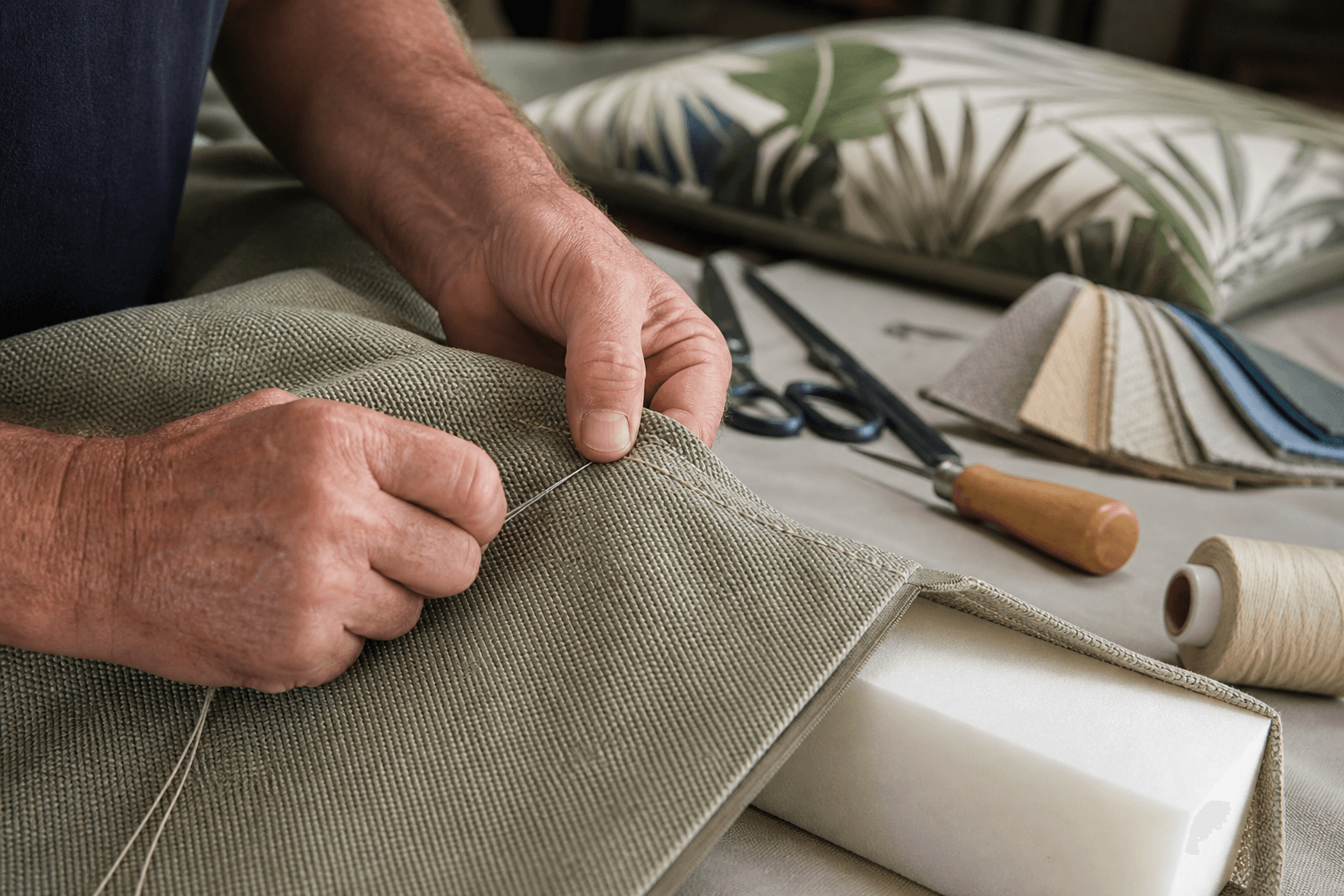 Custom Patio Cushion Cost for a modern outdoor sofa