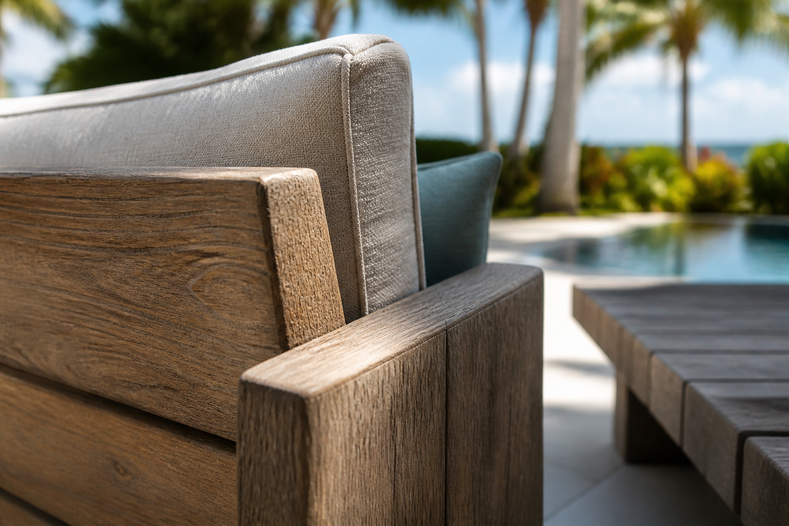 Durable sustainable outdoor furniture crafted from recycled aluminum on a Pompano Beach patio